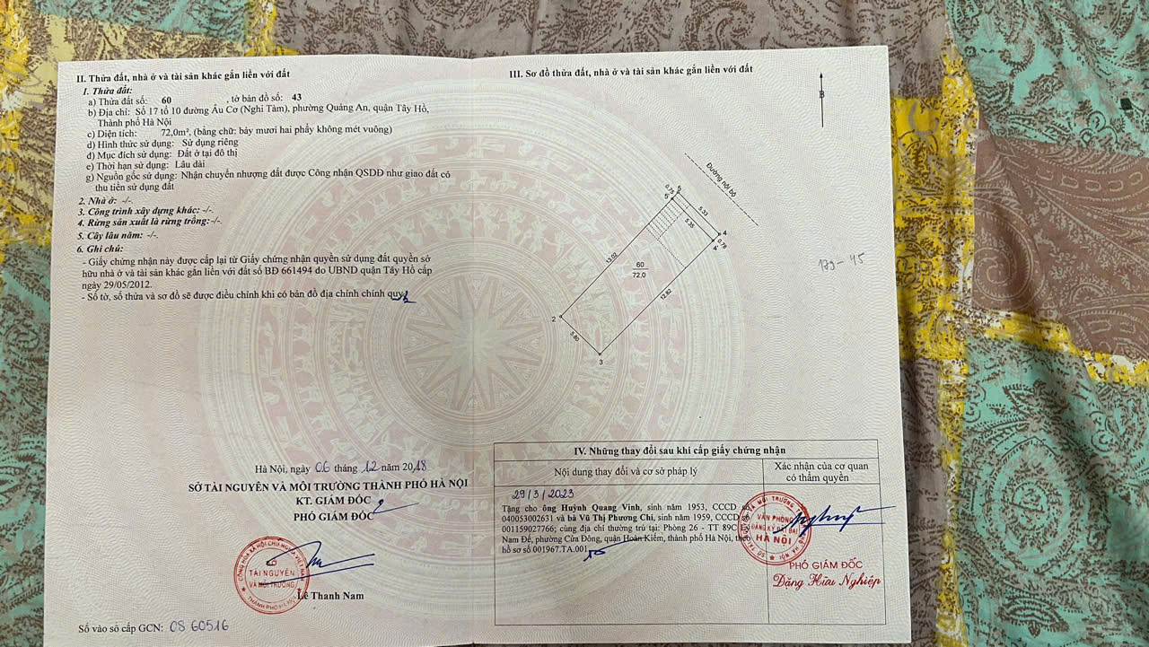 Bán nhà mặt phố Âu Cơ - Mặt tiền: 5.3m nở hậu - Hướng Đông Bắc - DT: 72m2 x 5 tầng - Bán: 50 tỷ